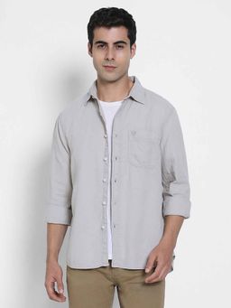 American Eagle - Men Grey Solid Full Sleeves Shirt