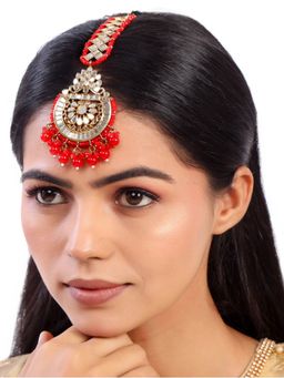 Accessher - Gold Plated Traditional Chandbali Style Maangtika with Mirrors Beads