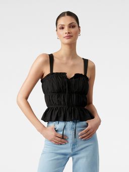 Forever New - Kristine Ruched Bustier Crop Top Black