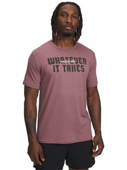 Under Armour - Mauve Typography Regular Fit T-shirt