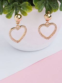 Lilly & Sparkle - Gold-Toned Heart Shaped Drop Earrings