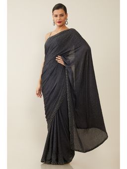 Soch - Women Black Embellished & Sequined Saree with Stitched Blouse