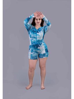 Keepfit - Blue Full Sleeves Round Neck Swimsuit for Women