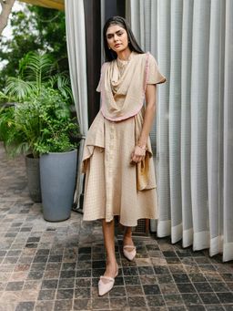 House of Fett - Ishigaki Layered Cowl A Line Midi Dress