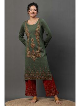 Aurelia - Green Floral Kurta with Palazzo (Set of 2)