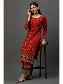 Aurelia - Red Floral Kurta with Palazzo (Set of 2)