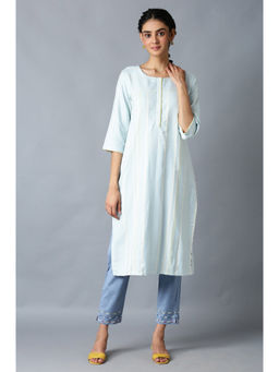 W - Women White Floral Print Cotton Kurta With Shrugs & Parallel Pant