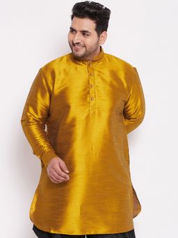 Vastramay - Men Mustard Silk Blend Kurta