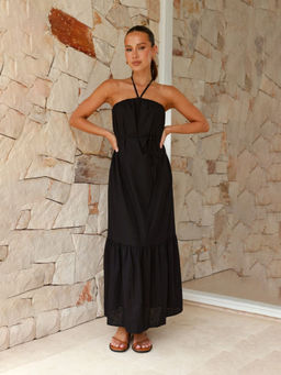 RARE - Women Black Color Maxi Solid Dress