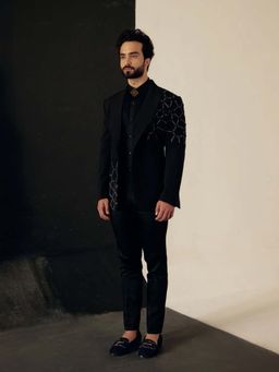 Jatin Malik - Black Rhombus Tux (Set of 3)