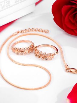 Zavya - Rose Petal Whispers - Leaf Toe Ring & Chain Anklet Valentine Combo