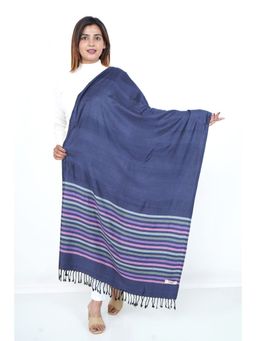 Oswal Shawls - Stripes Navy Blue Shawl
