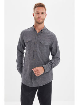 Trendyol - Man Grey Casual Shirt