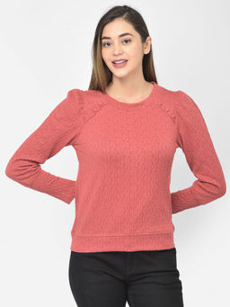Latin Quarters - Pink Lurex Full Sleeve Top