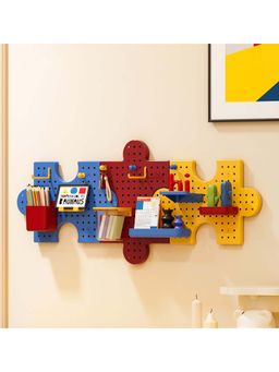 House of Quirk - Multi Colour Puzzle Stationery Organizer Wall Shelf Wall Mounted Perforated Board