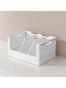 House of Quirk - White Foldable Plastic Desktop Storage Box Multifunctional Organizer