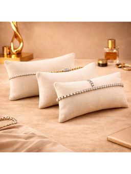 The Big Trove - Premium Velvet Pillow for Bracelets Organizer (7 Inch Pillow), Cream