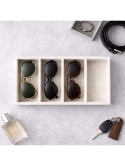 The Big Trove - Luxury Cream Velvet 4 Slot Sunglass Organizer & Storage Display Tray For Closet