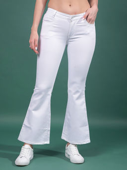 CRIMSOUNE CLUB - Women White Bootcut Jeans