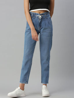 SHOWOFFFF - Women Blue Mom Fit Jeans