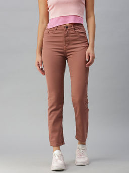 SHOWOFF - Women Taupe Straight Fit Jeans