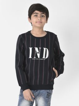 CRIMSOUNE CLUB - Boys Bold Striped Navy Blue Sweatshirt