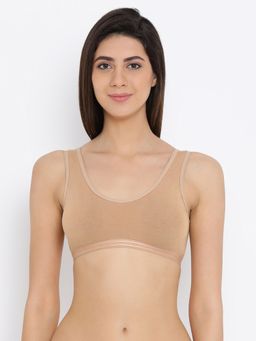 Clovia - Cotton Solid Lightly Padded Full Cup Wire Free Bra - Nude