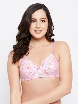 Clovia - Polyamide Printed Lightly Padded Full Cup Wire Free T-Shirt Bra - White