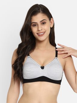 Clovia - Cotton Solid Non-Padded Full Cup Wire Free T-Shirt Bra - Grey