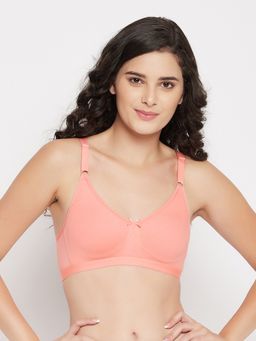 Clovia - Cotton Solid Non-Padded Full Cup Wire Free T-Shirt Bra - Pink
