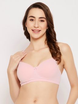 Clovia - Polyamide Printed Lightly Padded Full Cup Wire Free T-Shirt Bra - Pink