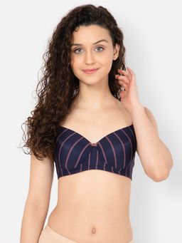 Clovia - Polyamide Printed Lightly Padded Full Cup Wire Free T-Shirt Bra - Blue
