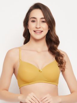 Clovia - Polyamide Solid Lightly Padded Full Cup Wire Free T-Shirt Bra - Yellow