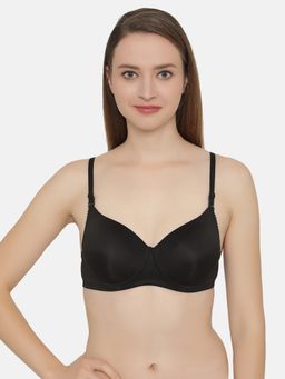 Clovia - Polyamide Solid Lightly Padded Full Cup Underwired T-Shirt Bra - Black