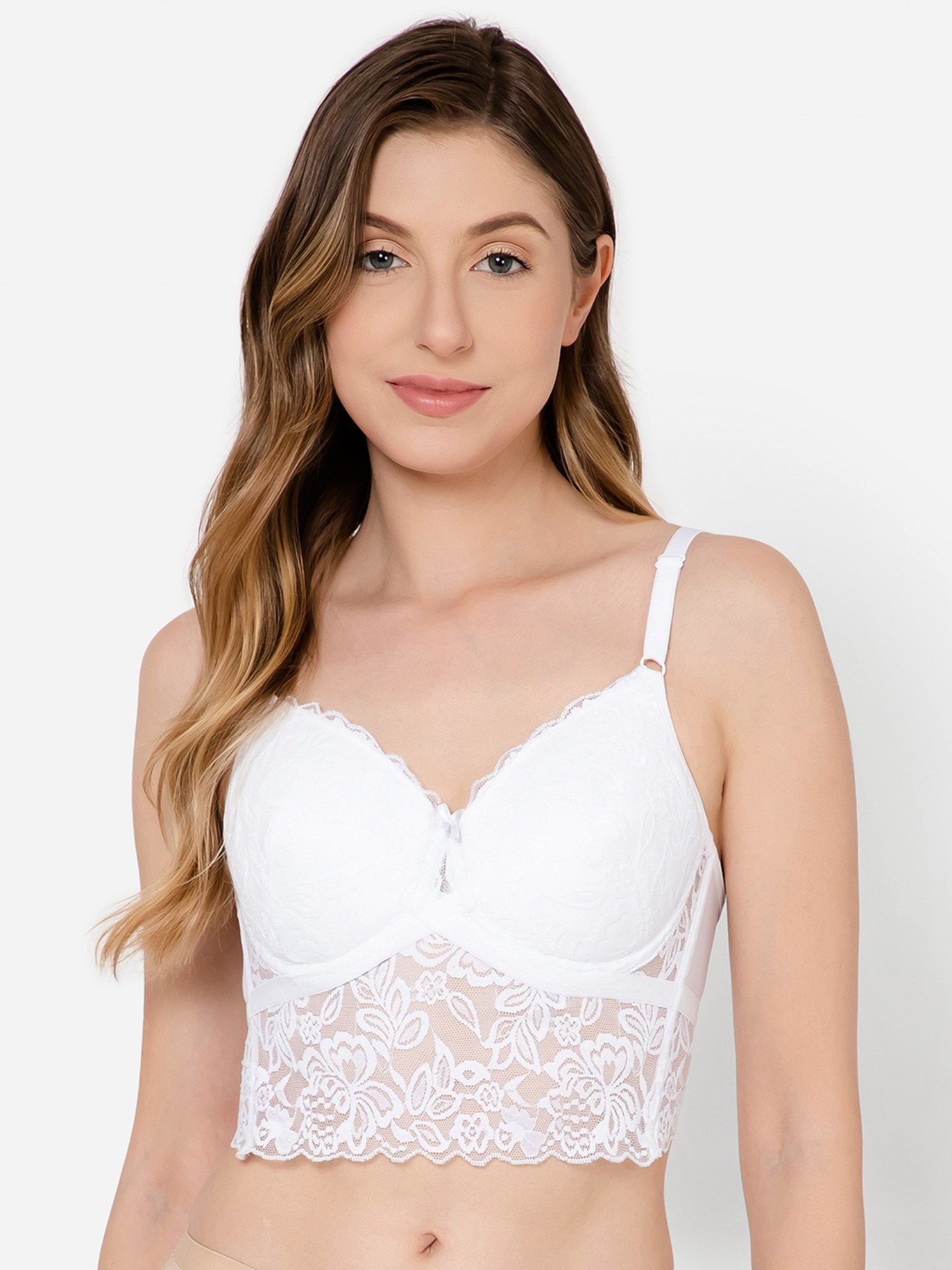 white padded lace bralette
