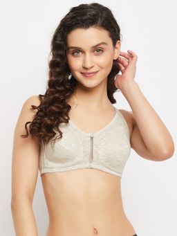 Clovia - Cotton Solid Non-Padded Full Cup Wire Free Everyday Bra - Grey