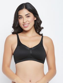Clovia - Cotton Solid Non-Padded Full Cup Wire Free Everyday Bra - Black