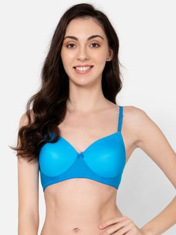 Clovia - Polyamide Lightly Padded Full Cup Wire Free T-Shirt Bra - Blue