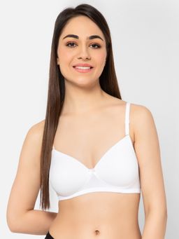 Clovia - Polyamide Lightly Padded Full Cup Wire Free T-Shirt Bra - White