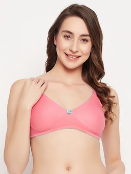 Clovia - Cotton Solid Non-Padded Demi Cup Wire Free Everyday Bra - Pink