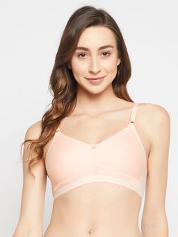 Clovia - Cotton Solid Lightly Padded Demi Cup Wire Free T-Shirt Bra - Beige