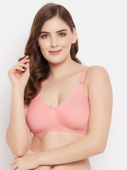 Clovia - Cotton Solid Non-Padded Full Cup Wire Free Everyday Bra - Pink
