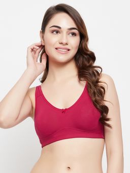 Clovia - Cotton Solid Non-Padded Full Cup Wire Free Everyday Bra - Pink