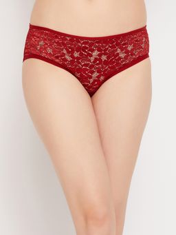Clovia - Lace Medium Waist Outer Elastic Hipster Panty