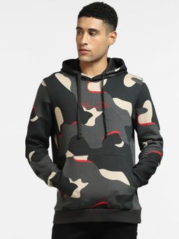 Jack & Jones - Black Camo Print Hooded Sweatshirt