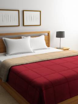 Chic Home - Microfiber 300 GSM Solid Double Reversible Heavy Winter Quilt Comforter(Maroon and Beige)