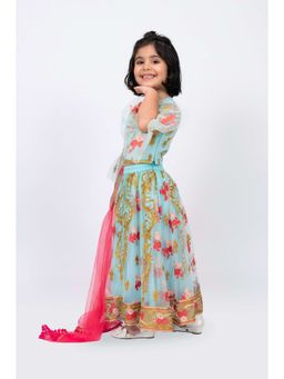 Elaisha - Girls Motifs Embroidered Choli with Lehenga & Dupatta (Set of 3)