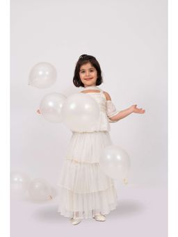 Elaisha - Girls Embroidered Shoulder Strap Choli with Lehenga & Dupatta (Set of 3)