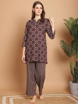 Indreams - Ethnic Motifs Printed Pure Cotton Night suit (Set of 2)