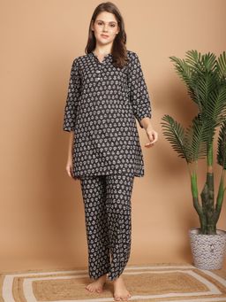 Indreams - Printed Pure Cotton Kurti and Pyjamas (Set of 2)